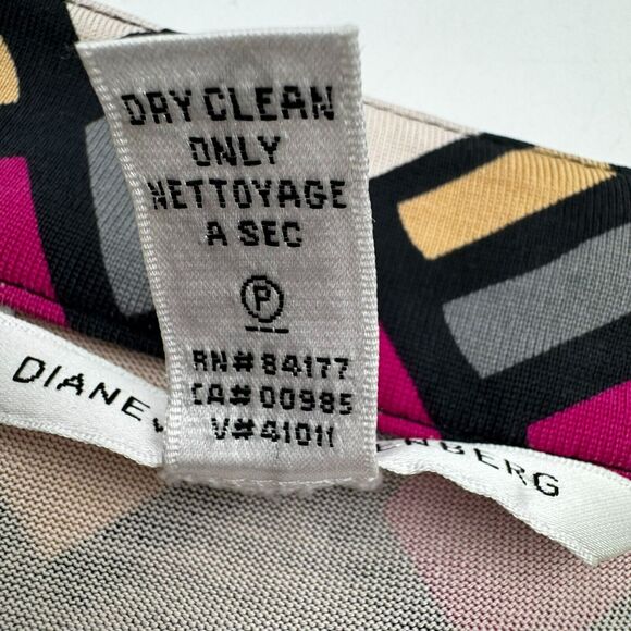 DIANE VON FURSTENBERG Size 8 100% Silk Pink Geometric Print Colorful‎ Midi Dress - Picture 6 of 9